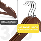 Wooden Hangers - 30 Pack - Clothes Hanger for Daily Used,Heavy Duty Wood Hangers with Precisely Cut Notches,Coat Hanger for Closet, Clothes Hangers for Shirt Suit Dress (Walnut)