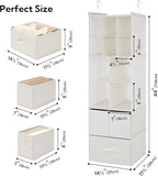 GRANNY SAYS Hanging Closet Organizer with Drawers, 6 Shelf Dividers Closet Hanging Organizer, Portable Foldable Hanging Shelves for Closet, Dorm Room, Bedroom, Kids Room, Beige