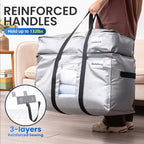 TAILI 2 Tier Extra Large Moving Bags, 4 Pack Silver Heavy Duty Totes for Storage with Visible Window, Wrap Around Handles, Storage Bags for Space Saving, Alternative to Moving Boxes