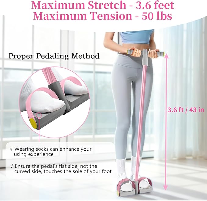 Pedal Resistance Bands with Handles, Durable 6-Tubes Multifunction Pedal Resistance Band, Natural Rubber Foot Pedal Resistance Bands, Fitness Resistance Bands for Abdomen, Waist, Arm, Leg