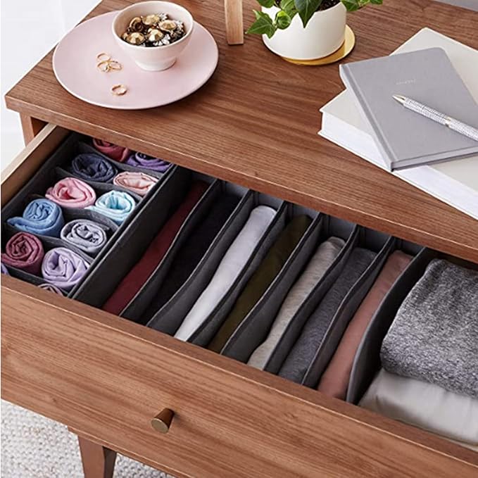 Dresser Drawer Organizer 8 Pack Clothes Underwear Sock Storage Light Gray Drawer Dividers Grey Foldable Closet Organizer Storage Box Dresser Drawer Organizers