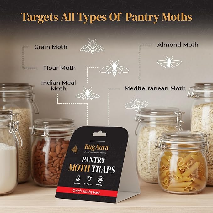 16 Pack Pantry Moth Traps for House Indoor – Advanced Red Line Formula Pantry Moth Traps with Pheromones Prime – Safe & Non-Toxic – Targets Indian Meal Moths & Other Pantry Moths