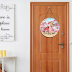Welcome Spring Summer Cardinal Birds Front Door Sign 12"x12" Pink Blossoming Flower Floral Wood Door Hanger for Outdoor Outside Porch Decor Farmhouse Seasonal Wreaths for Front Door Wall Hanging Sign