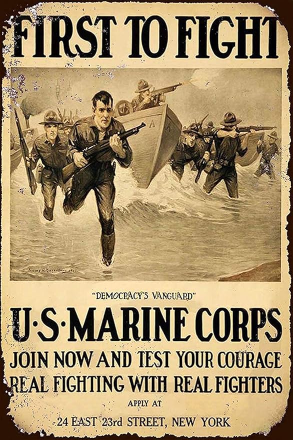 US Marine Corps First to Fight New Tin Sign Vintage Look Aluminum Metal Sign 8x12Inch (T26)