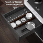 DUCOO 4 PCS Drawer Divider, 17"-22" Adjustable Bamboo Drawer Dividers Organizers, 2.3" High Expandable Separators for Kitchen, Clothes, Dressers, Home, Office, Mocha