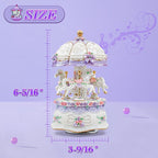 Carousel Music Box，Luxury Color Change LED Light Music Box,Luminous Rotating 3-Horse Musical Box with Gift Box for Girls Birthday Valentine Gift (You are My Sunshine, Purple)