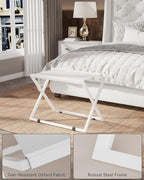 IBUYKE Luggage Rack for All Suitcase Sizes,Metal Luggage Holder,Foldable Suitcase Stand,Easy to Assemble for Bedroom Living Room Hotel,White TLR001W