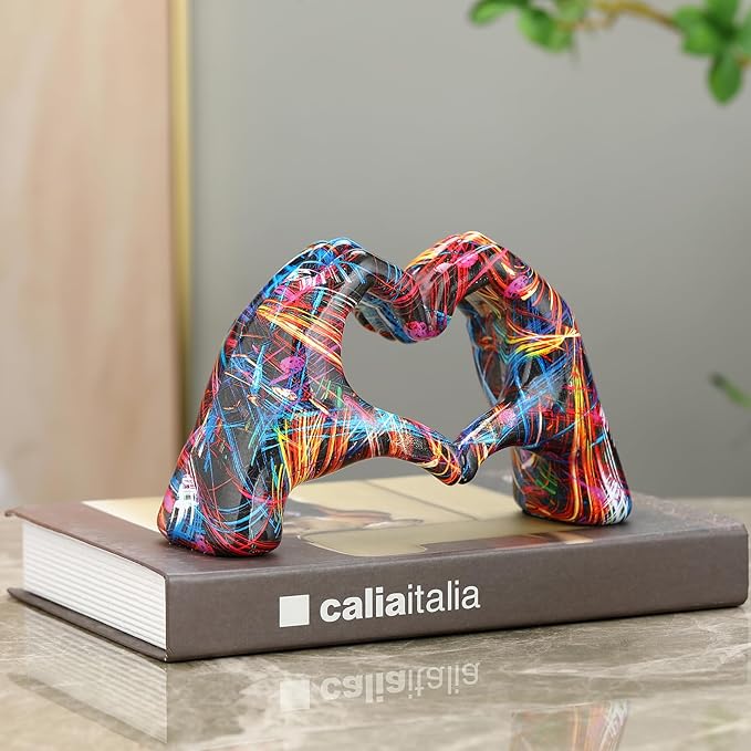 Heart Hands Sculpture Room Decor Hand Heart Statue Bracelet Holder Decorative Hand Art for Bedroom Living Room Bookshelf and Coffee Table