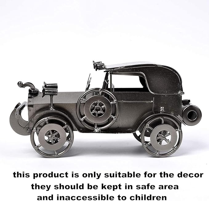Metal Antique Vintage Car Model Handcrafted Collections Collectible Vehicle for Bar or Home Decor Decoration Great Birthday Gift Bronze Classic Car Model, Large