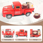 Vintage Mini Metal Pickup Truck with The Coffee Decor and The 4 Books,for Home Farmhouse Kitchen Decor & Coffee Decorations (Coffee-Red)
