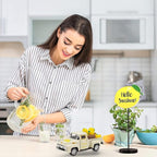 Lemon Decor - 4.9″Farmhouse Vintage Metal Truck with Mini Fake Lemons for Home Kitchen Table, Shelf, Party Decorations and Lemonade Stand Decor Summer Tiered Tray Decoration