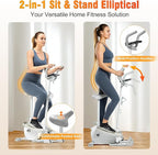 Ksports Mini Elliptical with Optional Handles & Seat, 3 Levels Manual Incline, Quiet Infinite Adjustable Magnetic Resistance, and LED Display – Joint-Friendly and Versatile Design