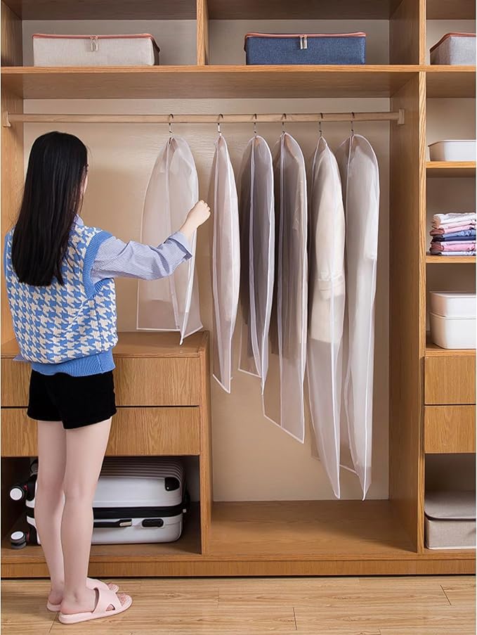 Garment Bags (set of 12) for Wedding Dress Garment Bag Closet Cover for Open Closet Clothes Storage Bag with Zipper Gown Garment Bag for Long Dresses