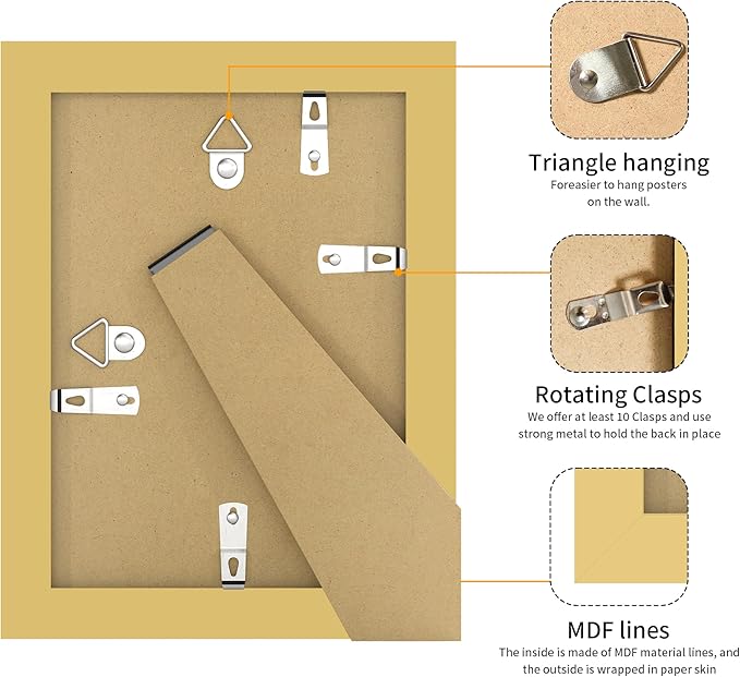5x7 Picture Frame 3 Pack - Gold Poster Frame Display Pictures 4x6 with Mat or 5 x 7 Without Mat for Wall Hanging Horizontal and Vertical