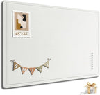 Large Bulletin Board, 48 X 35 Inches Felt Cork Board with 40 Pushpins, Foldable Felt Notice Pin Board Photo Display Board with Self-Adhesive Tape for Office Home School (White, 48x35 inch)
