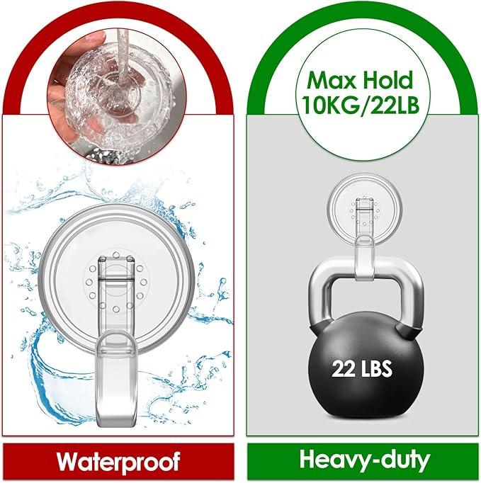 Clear Wreath-Hanger, 22 LB Strong Suction-Cup-Wreath-Hooks, 2 Pack Wreath-Door-Hanger Easter Halloween Christmas Decorations, Welcome Sign for Front Door Indoor Outdoor, Removable Holder Window Glass