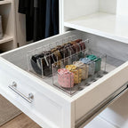 FEMELI Belt Organizer, Acrylic 5 Compartments Container Storage Holder, Clear Display Case for Closet Tie and Bow Tie