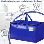 StorageRight Heavy Duty Moving Boxes-Moving Bags with Zipper, Reinforced Handles and Tag Pocket-Collapsible Moving Supplies-Totes for Storage Great for moving, Storage and Travel 93L(Blue-10 Pack)
