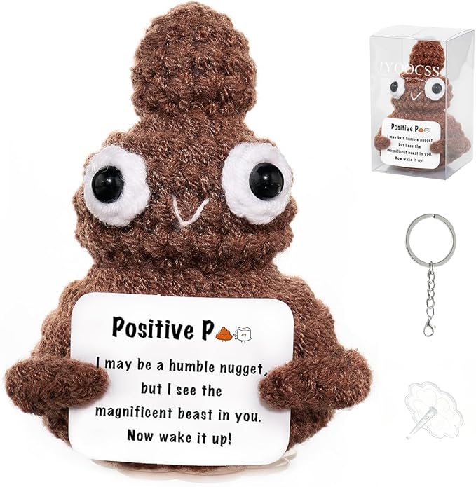 Funny Gag Poop Emotional Support Stuffed Positive Cochet Animals Pickle Gifts for Adult Men Women Brother,Weird Things Stuff Office Decor