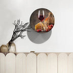 WineDecorative Plate Holder, 6 Inch, Cheese Grapes and Wineort Round Display Plate, Home Wobble-Plate with Display Stand, Ceramic Craft for Wall Hanging Decorative