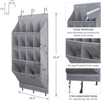 FENTEC 2 Pack Over the Door Shoe Organizer, Hanging Shoe Organizer Rack,24 Large Pockets and 4 Larger Storage Various Compartments with 6 Hooks, Home Accessories, Grey