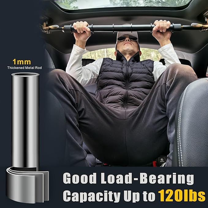 Heavy Duty Telescopic Car Clothes Hanger Bar - Adjustable 30''-66'' Garment Rack Travel Closet Hanging Rod for Vehicle Truck SUV RVs Extendable Metal Pole for Automobile Clothing Organizers & Storage