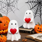 Valentines Ghost Figurine - 3.5 in Spooky Resin Ghost Statue, Funny Cute Red Heart Ghost Valentines Decor for Valentines Day Decoration for Home, Best Valentines Day Gifts for Him Her