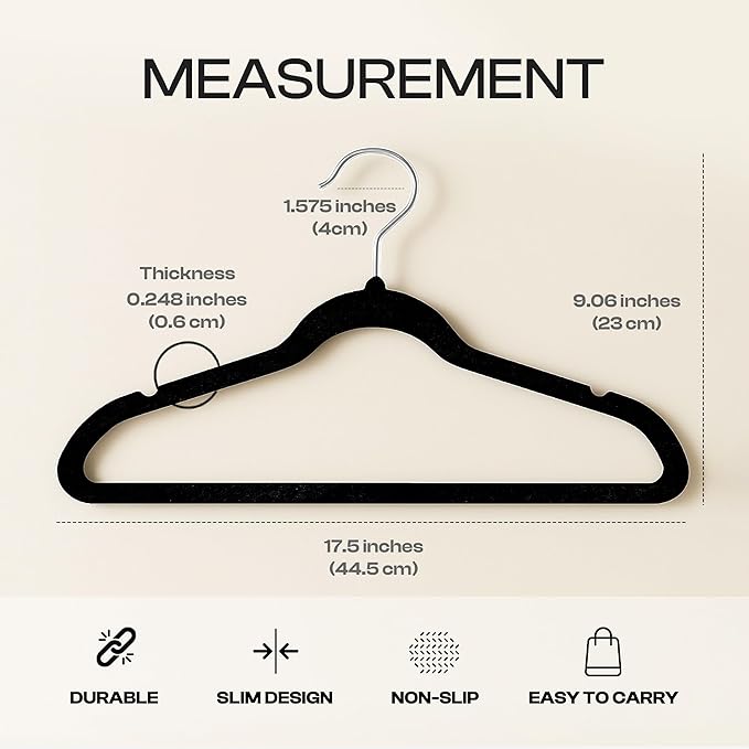 Utopia Home Velvet Hangers 150 Pack – Luxury Non-Slip Slim Pant & Coat Hangers, Strong Space-Saving Clothes Hangers with Pants Bar and 360° Swivel Hook – Black