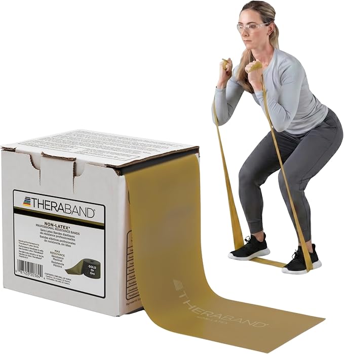 THERABAND Resistance Band 25 Yard Roll, Non-Latex Professional Elastic Stretch Bands for Upper & Lower Body Exercise Workouts, Physical Therapy, Lower Pilates, Flexibility, & Rehab, Dispenser Box