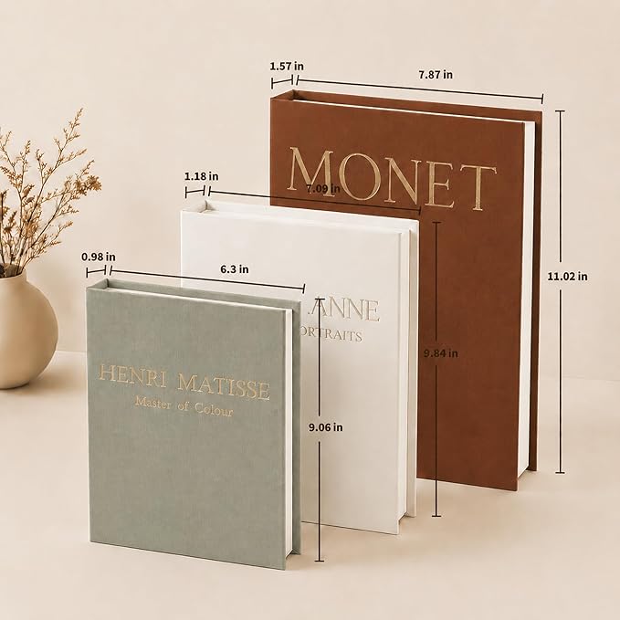 Decorative Books for Home Decor,Set of 3 Aesthetic Faux Books with Storage Box,Linen Fake Books for Coffee Table,Bookshelf & Mantle Decor,Modern Decorative Book Set(brown)