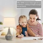 GyroVu 18" Table Lamp Set of 2, Ceramic Table Lamp Classic Beside Lamps Nightstand Lamp Modern Lamp for Living Room, Bedroom & Office Rocker Switch Grey-LED Bulbs Included