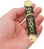 Mezuzah with Scroll for Door, Metal Mezuzah Case with Messianic Seal for Hebrew Home Blessing, Jewish Gifts, Jewish House Warming Decor, Christmas, Easter (Black)