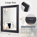 AAZZKANG Black Mirrors for Wall Rectangle Wood Framed Large 26"x18" Decorative Wall Mirror for Bedroom Bathroom Living Room Dressing Room Entryway