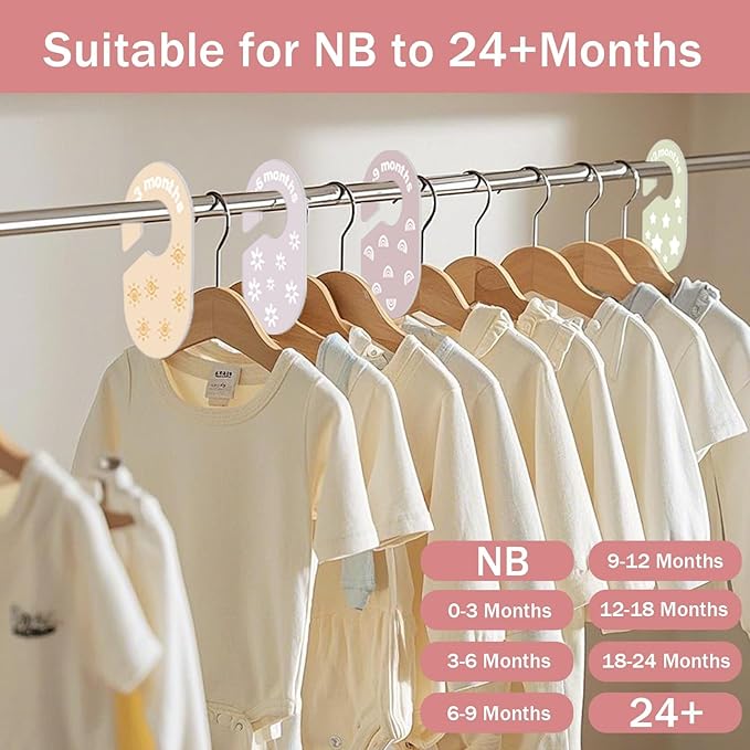 Baby Closet Dividers, Durable Plastic Baby Clothes Organizers for Nursery Closet, Double-Sided Dividers for Newborn to Toddler, Clothes Organizer by Size & Age (16-Pack)