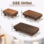 Maitys 3 Pcs Wooden Risers for Display Pedestal Stand Wooden for Decor Farmhouse Vintage Rustic Stackable Kitchen Stand Tray Riser, 3 Sizes(8 x 4.3, 6 x 3.5, 4 x 2.8 in,Brown)