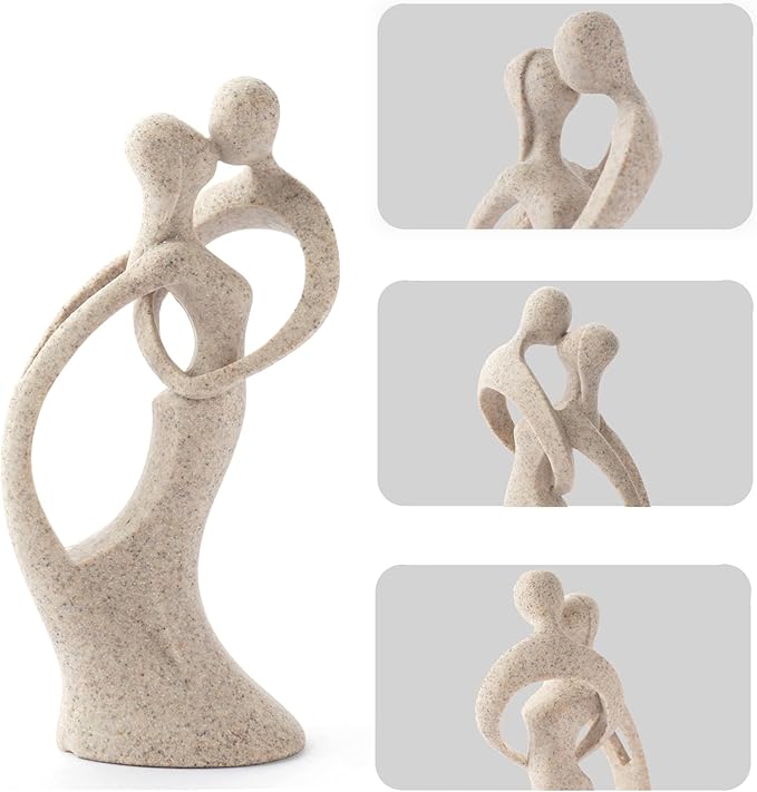Modern Abstract Couple Statue, Kissing Lovers Sculpture Figurine for Home Decor Living Room Bedroom Bookshelf Office, Gift for Wedding Anniversaries, Love Decor Ornament for Couple Valentines