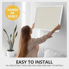 AKTOP White Cork Bulletin Board with Linen 18" X 24", Large Framed Corkboard for Wall, Hanging Pin Board Picture Board for Home Office Decor, Cute Vision Board with Pushpins