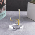 Sibba Adjustable Metal Arms Acrylic Display Stand with Gold Base Small Photo Easel Holder for Pictures, Books, Coral, Geodes, Rocks, Home Décor Accents