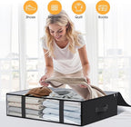StorageRight Under Bed Storage Bags 2 Pack, 40L Large Clothes & Comforter Storage Containers with Clear Window, Breathable Fabric Organizer for Blankets, Bedding, Seasonal Clothing, Black