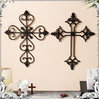 Soaoo 6 Pcs Wooden Wall Crosses Decor Religious Antique Hand Carved Wall Hanging Cross for Home Decor Decorative Cross Catholic Crucifix for Living Room, 12 x 8 Inch