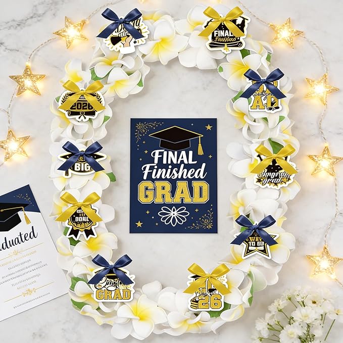 Leis for Graduation 2026, Artificial Flower Wreath with Cards Graduation Lays Gifts, Congrats Grad for High School