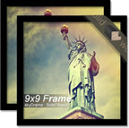 100% Solid Wood 9x9 Frame Set of 2, Black Square Picture Frame for 9 x 9 Picture Poster Photo, Light Weight 9by9 HQ Matte Black Frame for Wall - 2 Pack/Black/9"x9"