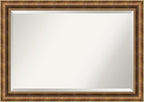 Amanti Art Bronze Wall Mirror 29x41 Manhattan Bronze Rectangle Bathroom Mirror for Wall Decor Living Room, Large Traditional Wood Frame, Hangs Horizonally and Vertically, Bathroom Decor, Beveled Edge