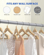 Closet Rods for Hanging Clothes, 17 to 28 Inches Stepless Adjustable Metal Closet Rod, 1.3 Inches Heavy Duty Clothes Hanging Rod for Closet Wardrobes Laundry RV, Silver