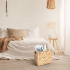 Tatuo Seagrass Magazine Baskets Magazine Holder Tall Narrow Woven Storage Wicker Basket Floor Bathroom Home Office Handwoven Holder for Books, Newspaper, File and Mail(Light Brown)