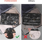 FOREGOER Hanging Jewelry Organizer Double Sided 43 Pockets Large Necklace Earring Accessory Holder Organizer(Black)