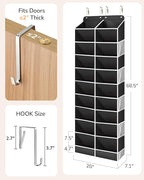 ULG Over The Door Shoe Organizer for Closet Fit 24-32 Pairs with Large Deep Pockets, Narrow Shoe Rack for Door Hanging Boots Storage, Black