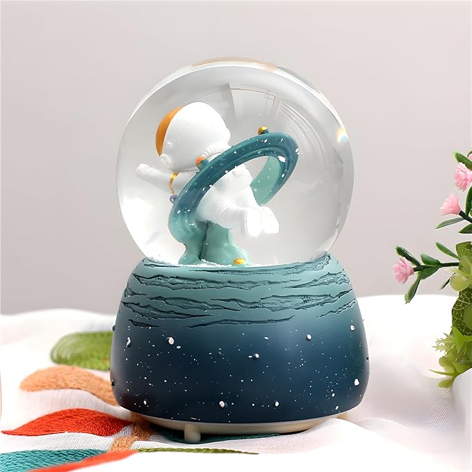 Christmas Snow Globe, Musical Snow Globe with Color Changing Led Lights, Automatic Snow Fall Effect, Christmas Decorations with Music Box Gifts for Girls Kids(A)