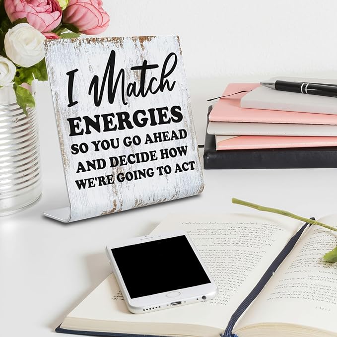 Funny Desk Signs for Women Men Office, Work Humor Decor Cubicle, Office Shelf Table Desk Decor for Cowoker Friends Sister Manager, Sarcastic Work Stress Relief White Elephant Gift Idea dksg3
