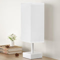 aooshine White Small Table Lamp - Bedside Lamp for Bedroom, Minimalist Nightstand Lamp with Square Fabric Shade, Desk Lamp for Kids Room Dorm